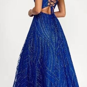 B Darlin Royal Blue Sparkle Backless Dress